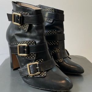 Black Bionda castana heeled buckle boot